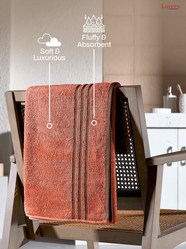 BasicX 100% Cotton 380 GSM Red Solid Bath Towel - Set of 1 (150 L cm x 70 W cm)