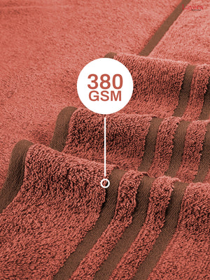 BasicX 100% Cotton 380 GSM Red Solid Bath Towel - Set of 1 (150 L cm x 70 W cm)