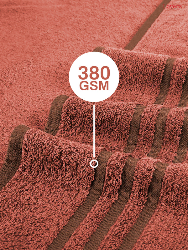 BasicX 100% Cotton 380 GSM Red Solid Bath Towel - Set of 1 (150 L cm x 70 W cm)