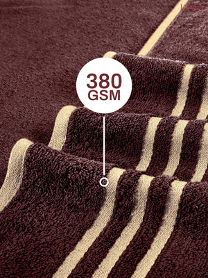 BasicX 100% Cotton 380 GSM Brown Solid Bath Towel - Set of 1 (150 L cm x 70 W cm)