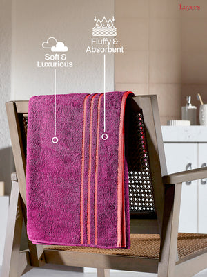BasicX 100% Cotton 380 GSM Pink Solid Bath Towel - Set of 1 (150 L cm x 70 W cm)