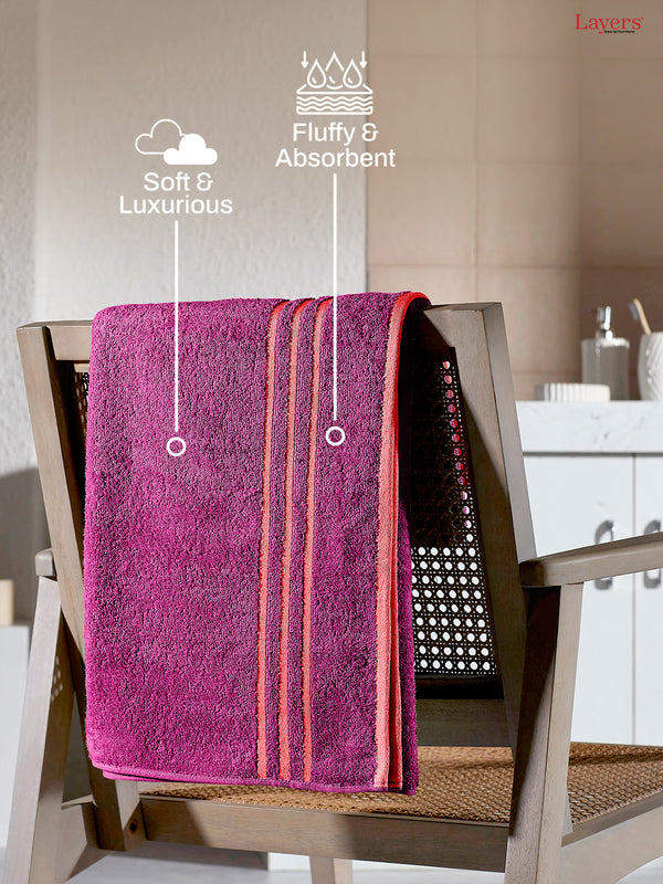 BasicX 100% Cotton 380 GSM Pink Solid Bath Towel - Set of 1 (150 L cm x 70 W cm)
