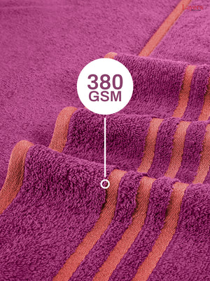 BasicX 100% Cotton 380 GSM Pink Solid Bath Towel - Set of 1 (150 L cm x 70 W cm)