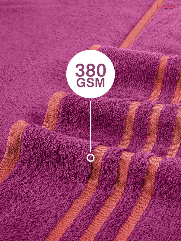 BasicX 100% Cotton 380 GSM Pink Solid Bath Towel - Set of 1 (150 L cm x 70 W cm)