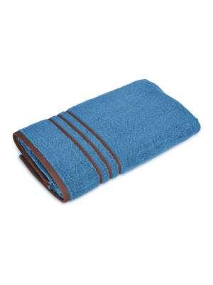 BasicX 100% Cotton 380 GSM Blue Solid Bath Towel - Set of 1 (150 L cm x 70 W cm)