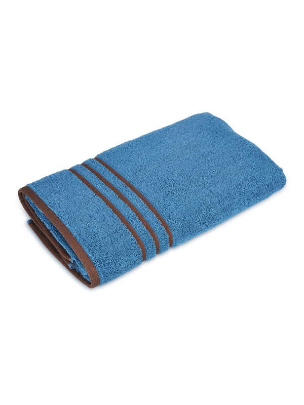 BasicX 100% Cotton 380 GSM Blue Solid Bath Towel - Set of 1 (150 L cm x 70 W cm)