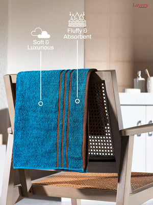 BasicX 100% Cotton 380 GSM Blue Solid Bath Towel - Set of 1 (150 L cm x 70 W cm)