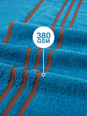 BasicX 100% Cotton 380 GSM Blue Solid Bath Towel - Set of 1 (150 L cm x 70 W cm)