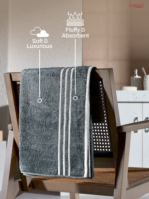 BasicX 100% Cotton 380 GSM Grey Solid Bath Towel - Set of 1 (150 L cm x 70 W cm)