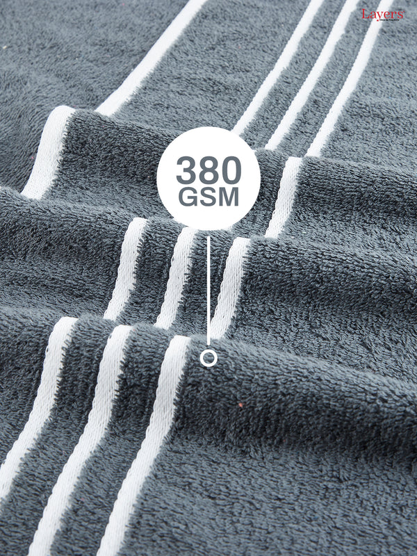 BasicX 100% Cotton 380 GSM Grey Solid Bath Towel - Set of 1 (150 L cm x 70 W cm)
