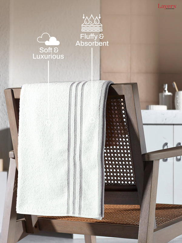BasicX 100% Cotton 380 GSM White Solid Bath Towel - Set of 1 (150 L cm x 70 W cm)