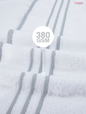 BasicX 100% Cotton 380 GSM White Solid Bath Towel - Set of 1 (150 L cm x 70 W cm)