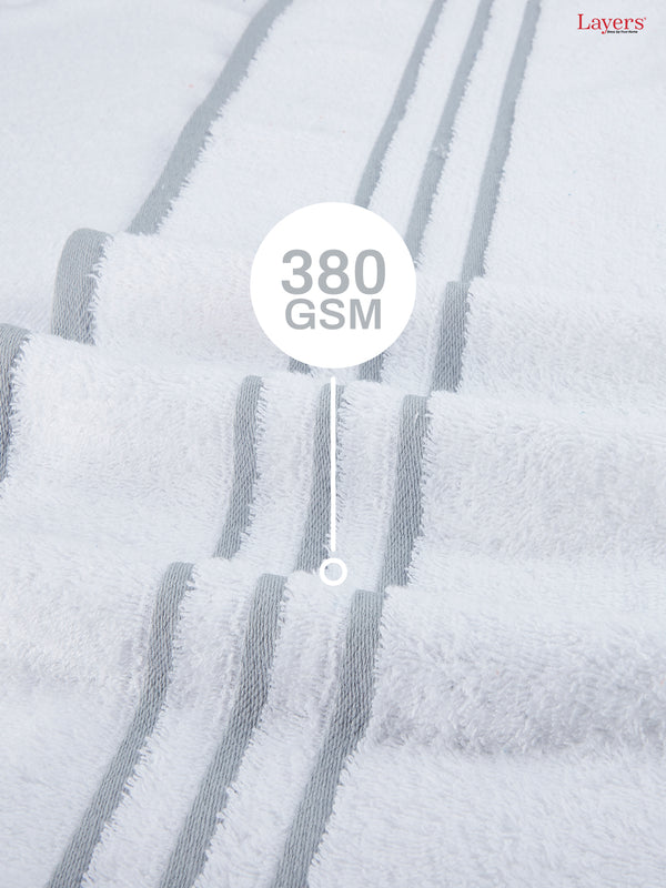 BasicX 100% Cotton 380 GSM White Solid Bath Towel - Set of 1 (150 L cm x 70 W cm)