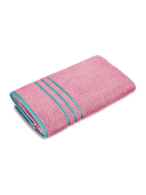 BasicX 100% Cotton 380 GSM Pink Solid Bath Towel - Set of 1 (150 L cm x 70 W cm)
