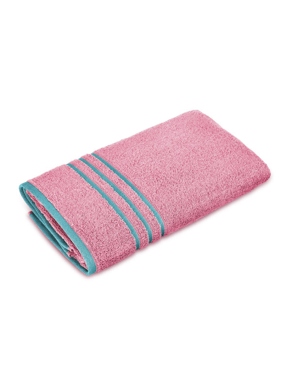 BasicX 100% Cotton 380 GSM Pink Solid Bath Towel - Set of 1 (150 L cm x 70 W cm)