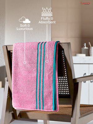 BasicX 100% Cotton 380 GSM Pink Solid Bath Towel - Set of 1 (150 L cm x 70 W cm)