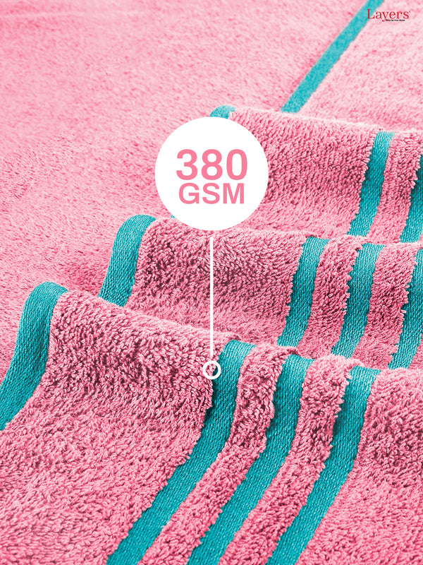 BasicX 100% Cotton 380 GSM Pink Solid Bath Towel - Set of 1 (150 L cm x 70 W cm)