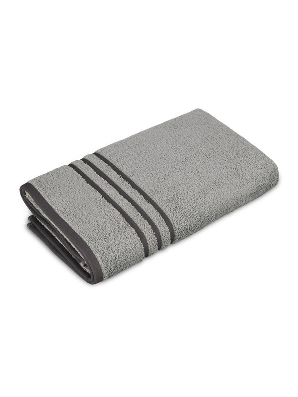 BasicX 100% Cotton 380 GSM Grey Solid Bath Towel - Set of 1 (150 L cm x 70 W cm)