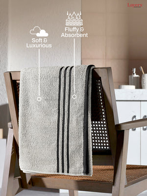 BasicX 100% Cotton 380 GSM Grey Solid Bath Towel - Set of 1 (150 L cm x 70 W cm)