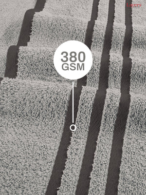 BasicX 100% Cotton 380 GSM Grey Solid Bath Towel - Set of 1 (150 L cm x 70 W cm)