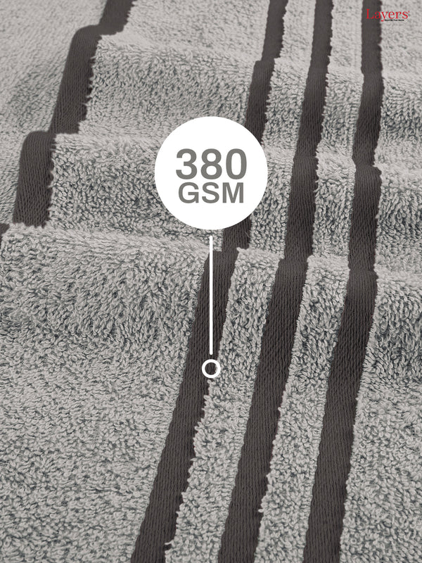 BasicX 100% Cotton 380 GSM Grey Solid Bath Towel - Set of 1 (150 L cm x 70 W cm)