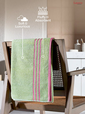 BasicX 100% Cotton 380 GSM Green Solid Bath Towel - Set of 1 (150 L cm x 70 W cm)