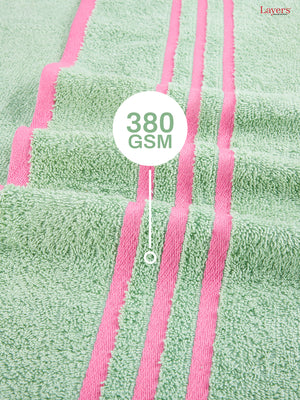 BasicX 100% Cotton 380 GSM Green Solid Bath Towel - Set of 1 (150 L cm x 70 W cm)