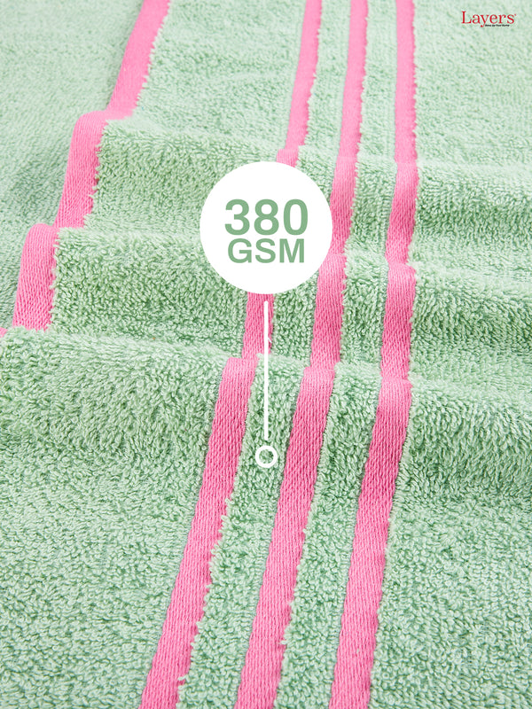BasicX 100% Cotton 380 GSM Green Solid Bath Towel - Set of 1 (150 L cm x 70 W cm)