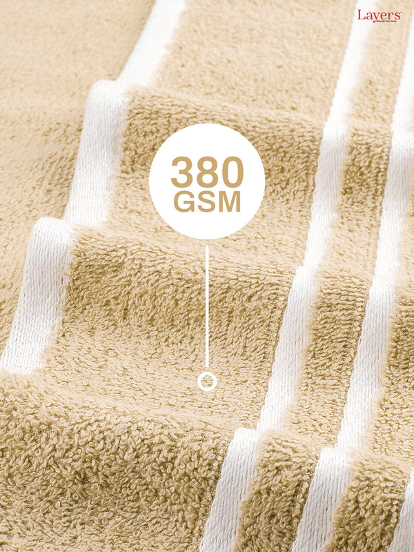 Tuscany 100% Cotton 380 GSM Cream Solid Bath Towel - Pack of 1 (150 L cm x 70 W cm)
