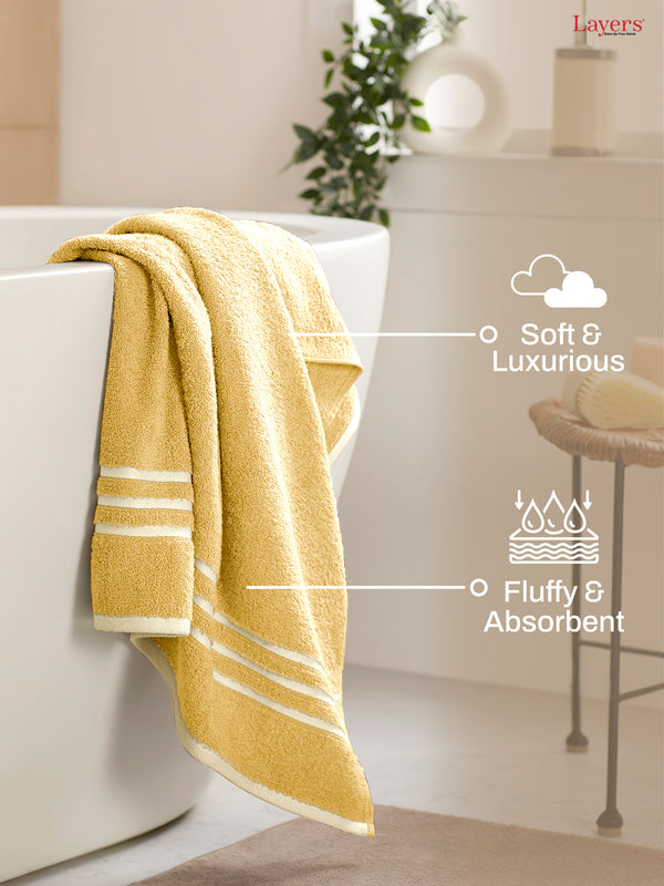 Tuscany 100% Cotton 380 GSM Yellow Solid Bath Towel - Pack of 1 (150 L cm x 70 W cm)