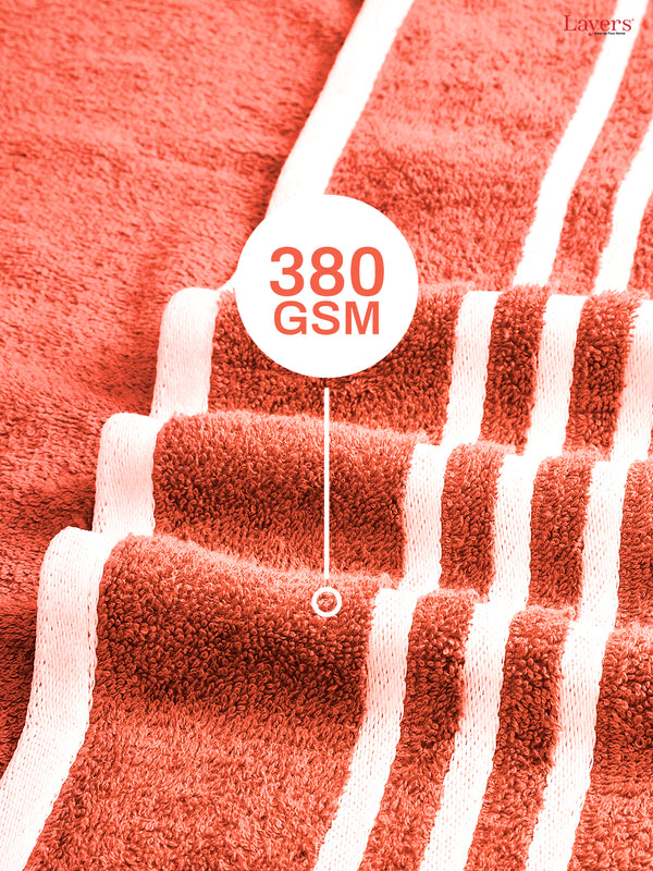 Tuscany 100% Cotton 380 GSM Peach Solid Bath Towel - Pack of 1 (150 L cm x 70 W cm)