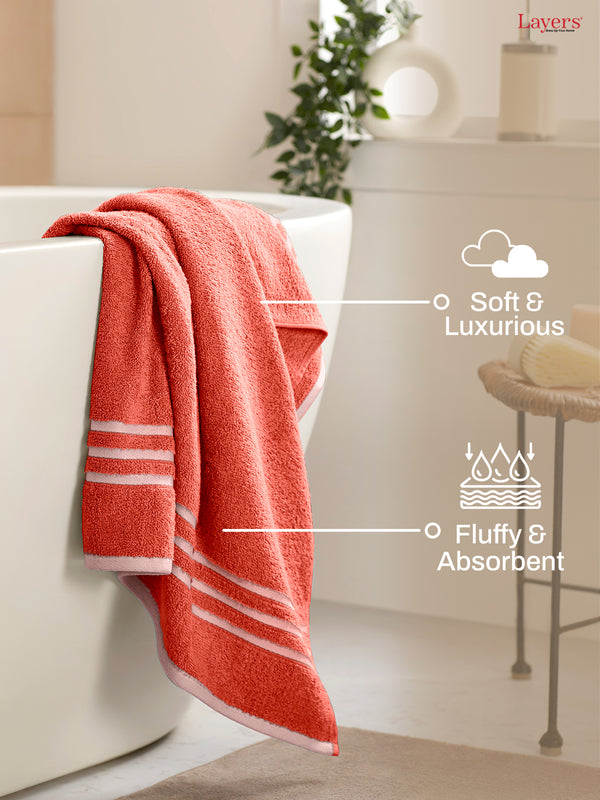 Tuscany 100% Cotton 380 GSM Peach Solid Bath Towel - Pack of 1 (150 L cm x 70 W cm)