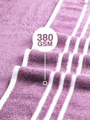Tuscany 100% Cotton 380 GSM Purple Solid Bath Towel - Pack of 1 (150 L cm x 70 W cm)