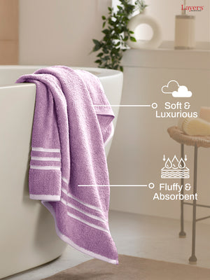 Tuscany 100% Cotton 380 GSM Purple Solid Bath Towel - Pack of 1 (150 L cm x 70 W cm)