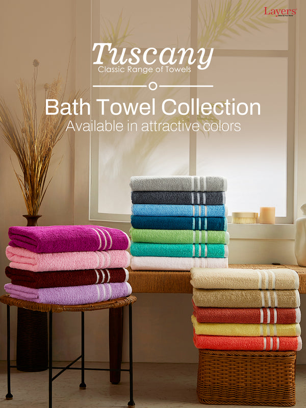 Tuscany 100% Cotton 380 GSM Purple Solid Bath Towel - Pack of 1 (150 L cm x 70 W cm)