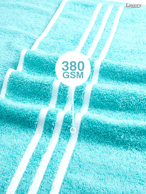Tuscany 100% Cotton 380 GSM Blue Solid Bath Towel - Pack of 1 (150 L cm x 70 W cm)