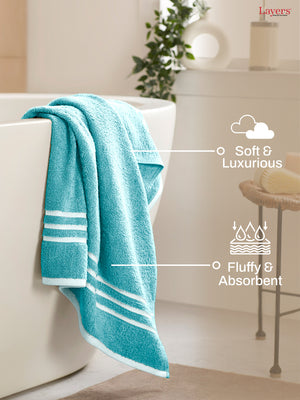 Tuscany 100% Cotton 380 GSM Blue Solid Bath Towel - Pack of 1 (150 L cm x 70 W cm)