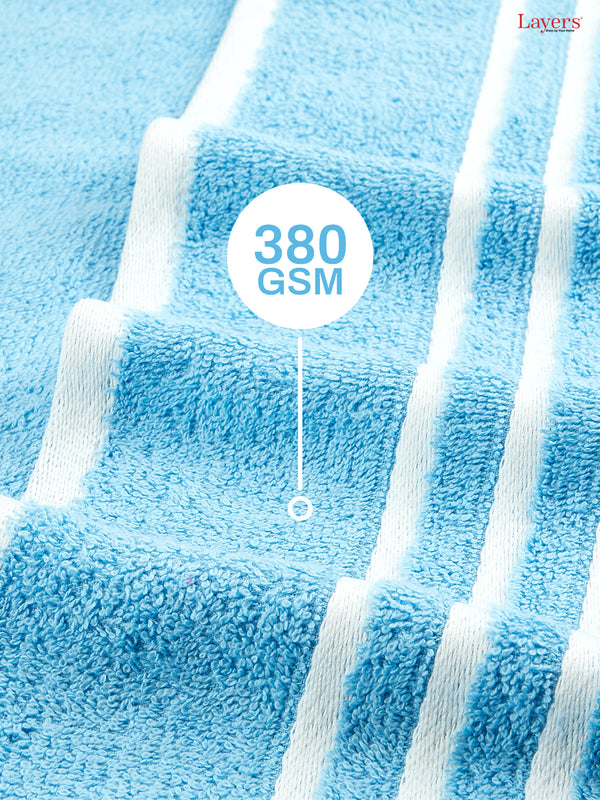 Tuscany 100% Cotton 380 GSM Blue Solid Bath Towel - Pack of 1 (150 L cm x 70 W cm)