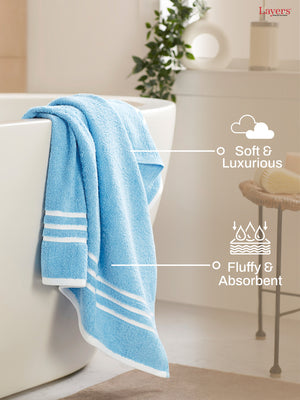 Tuscany 100% Cotton 380 GSM Blue Solid Bath Towel - Pack of 1 (150 L cm x 70 W cm)