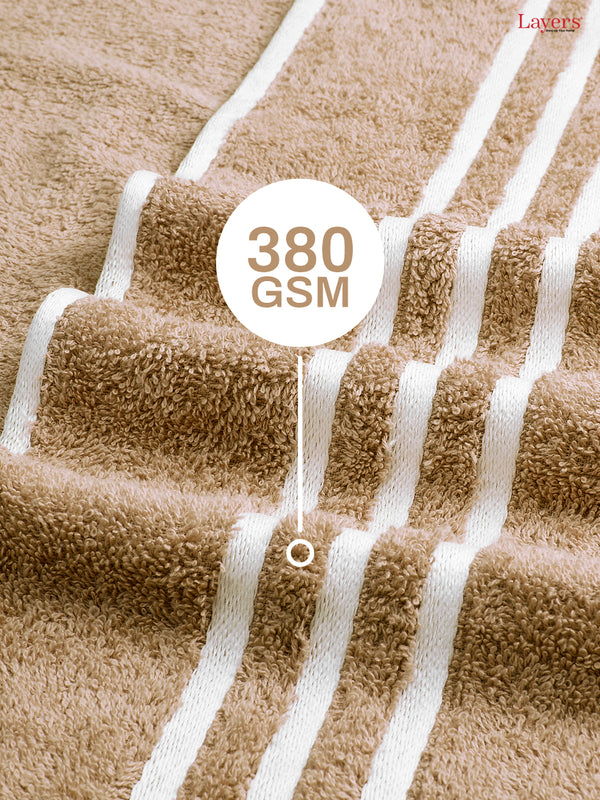 Tuscany 100% Cotton 380 GSM Cream Solid Bath Towel - Pack of 1 (150 L cm x 70 W cm)