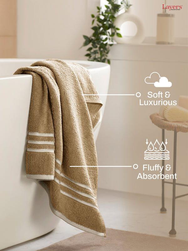 Tuscany 100% Cotton 380 GSM Cream Solid Bath Towel - Pack of 1 (150 L cm x 70 W cm)