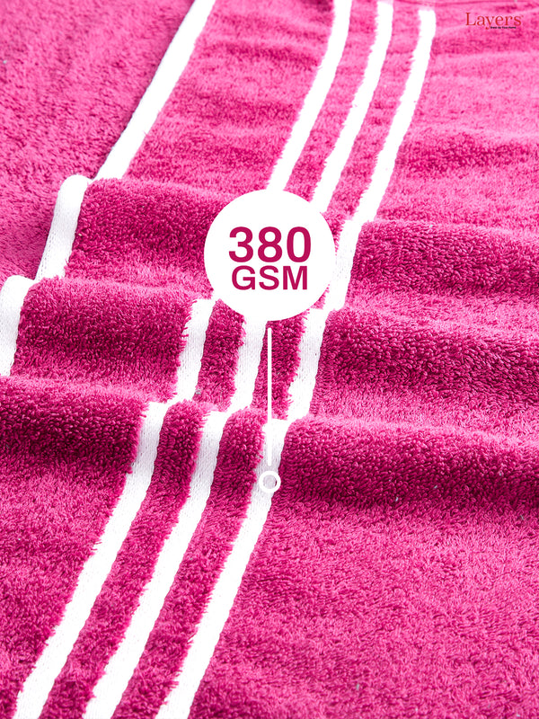 Tuscany 100% Cotton 380 GSM Pink Solid Bath Towel - Pack of 1 (150 L cm x 70 W cm)