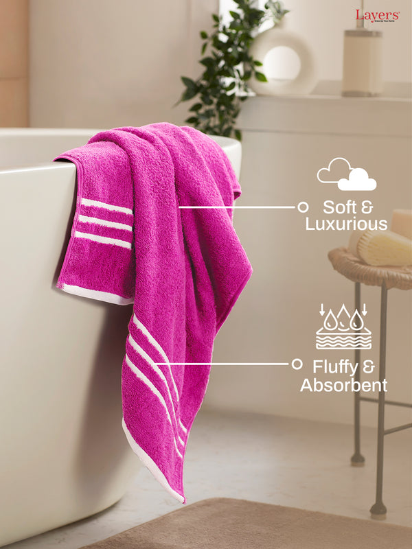 Tuscany 100% Cotton 380 GSM Pink Solid Bath Towel - Pack of 1 (150 L cm x 70 W cm)