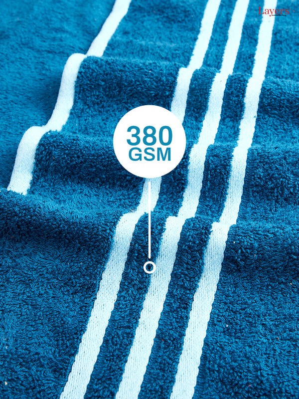 Tuscany 100% Cotton 380 GSM Blue Solid Bath Towel - Pack of 1 (150 L cm x 70 W cm)