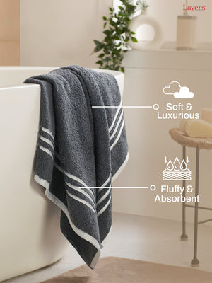 Tuscany 100% Cotton 380 GSM Grey Solid Bath Towel - Pack of 1 (150 L cm x 70 W cm)