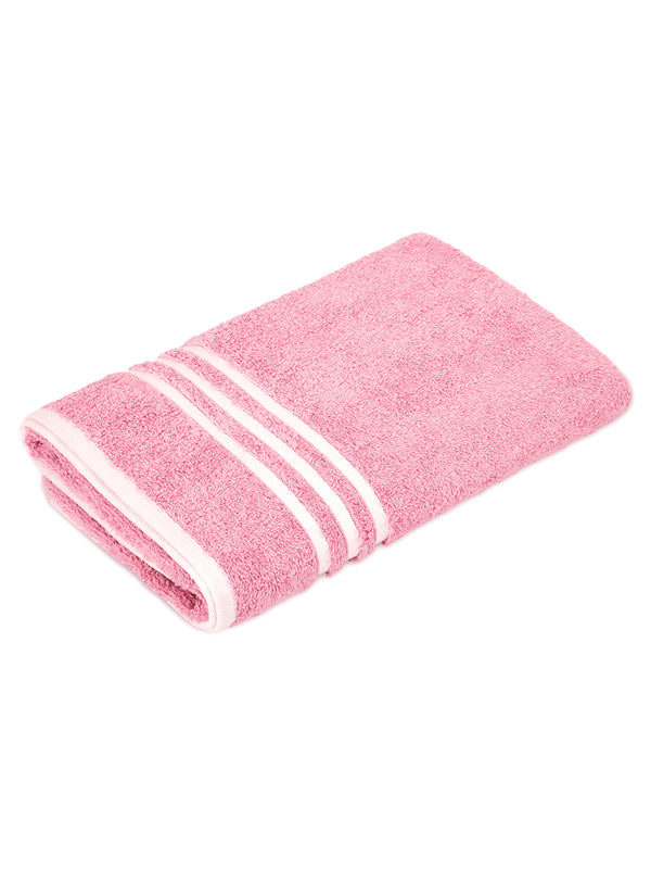 Tuscany 100% Cotton 380 GSM Pink Solid Bath Towel - Pack of 1 (150 L cm x 70 W cm)