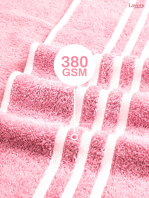 Tuscany 100% Cotton 380 GSM Pink Solid Bath Towel - Pack of 1 (150 L cm x 70 W cm)