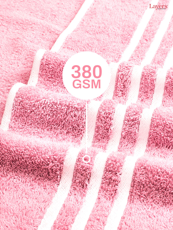 Tuscany 100% Cotton 380 GSM Pink Solid Bath Towel - Pack of 1 (150 L cm x 70 W cm)