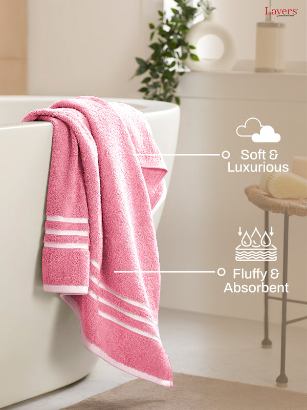 Tuscany 100% Cotton 380 GSM Pink Solid Bath Towel - Pack of 1 (150 L cm x 70 W cm)