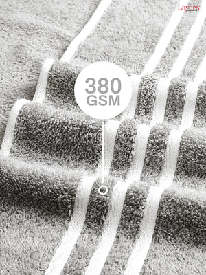 Tuscany 100% Cotton 380 GSM Grey Solid Bath Towel - Pack of 1 (150 L cm x 70 W cm)